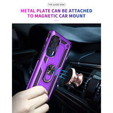 Compatible With Motorola Moto Edge 2021 Case, Moto Edge 5G Uw Case With Hd Screen Protectors, Military-Grade Metal Ring Kickstand 15Ft Drop Tested Shockproof Cover, Purple
