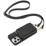 For Iphone 13 Pro Wallet Case, Zipper Crossbody Phone Case With Rfid Blocking Card Holder Wrist Strap Purse Cover For Women Compatible With Iphone 13 Pro (6.1 Inch, 2021)- Black