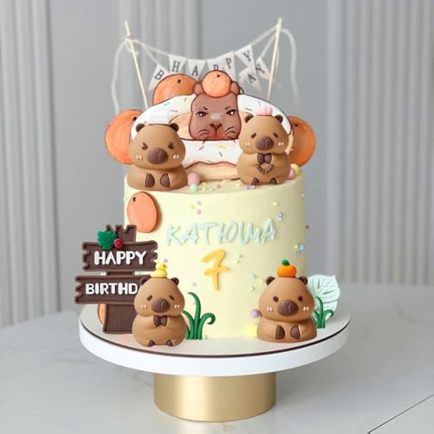 Capybara Cake Toppers Mini Blowfish Party Supplies for Capybara Birthday & Baby Shower