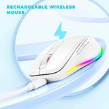 Mouse For Laptop Wireless Led Wireless Mice With Buildin Jiggler Mover, Rechargeable Moving Mouse Undetectable Wiggler Keeps Computer Awake White