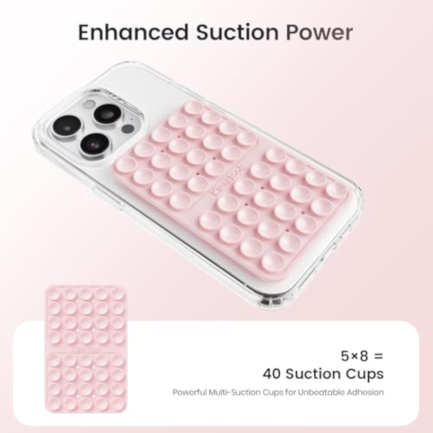 Klearlook Silicone Double-Sided Suction Cup Phone Case Detachable Mount, Sticky Phone Grip With Higher Suction Power For , Hands-Free Phone Accessories Holder For Selfies And Videos, Light Pink