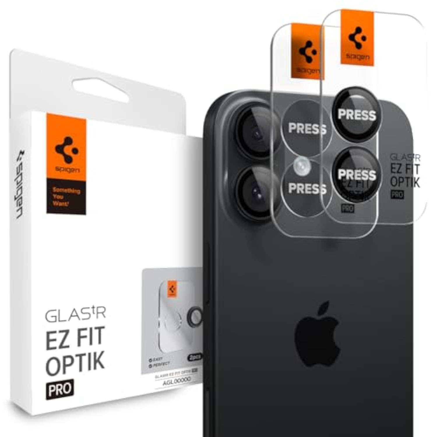 Spigen Camera Lens Screen Protector [GlasTR EZ Fit Optik Pro] Designed for iPhone 17 | iPhone 16 Plus | iPhone 16 [Case Friendly] - Black [2 Pack]
