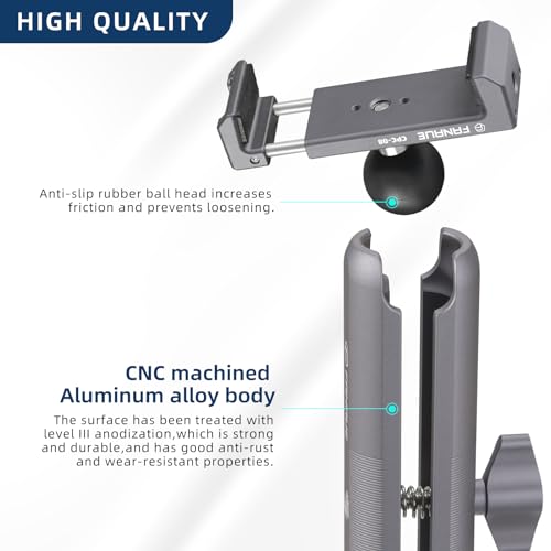Aluminum Phone Holder with 150mm Double Socket Arm Compatible with 6-8.5" Smartphone - with B Size 1" Ball Components for RAM Mounts