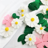 Felt Daisy Flower Garland,Spring Summer Flower Banner Decoration For Daisy Theme Birthday Party Or Baby Shower,Wedding Party?White?