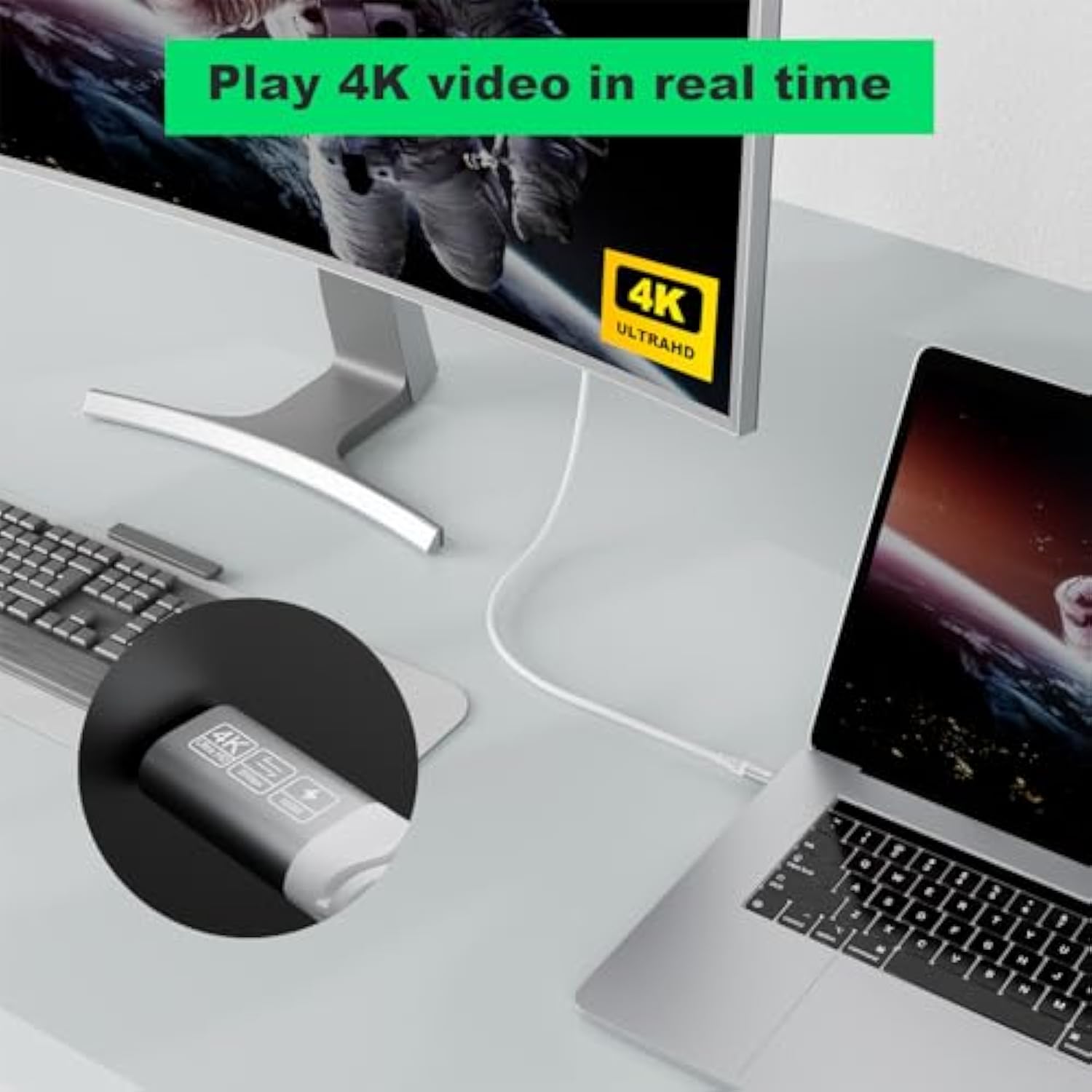 Usb C To Usb C 3.2 Cable (6.6Ft/100W/20Gbps), White Usb C Monitor Cable, Pd Fa
