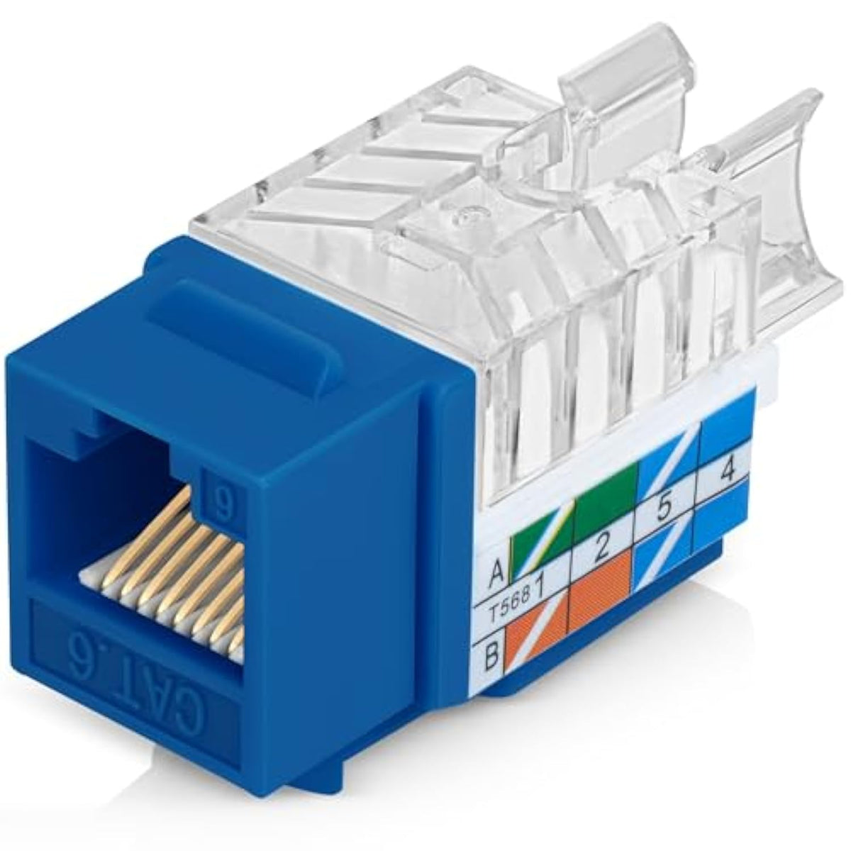 45° Angled Cat6 Keystone Jack In Blue - Slim Profile Rj45 Ethernet Connector -