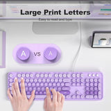 Large Print Keyboard, Usb Wired Computer Keyboard, Full Size Keyboard With Number Pad For Pc Laptop Desktop Windows 7 8 10 11 (Purple Colorful)