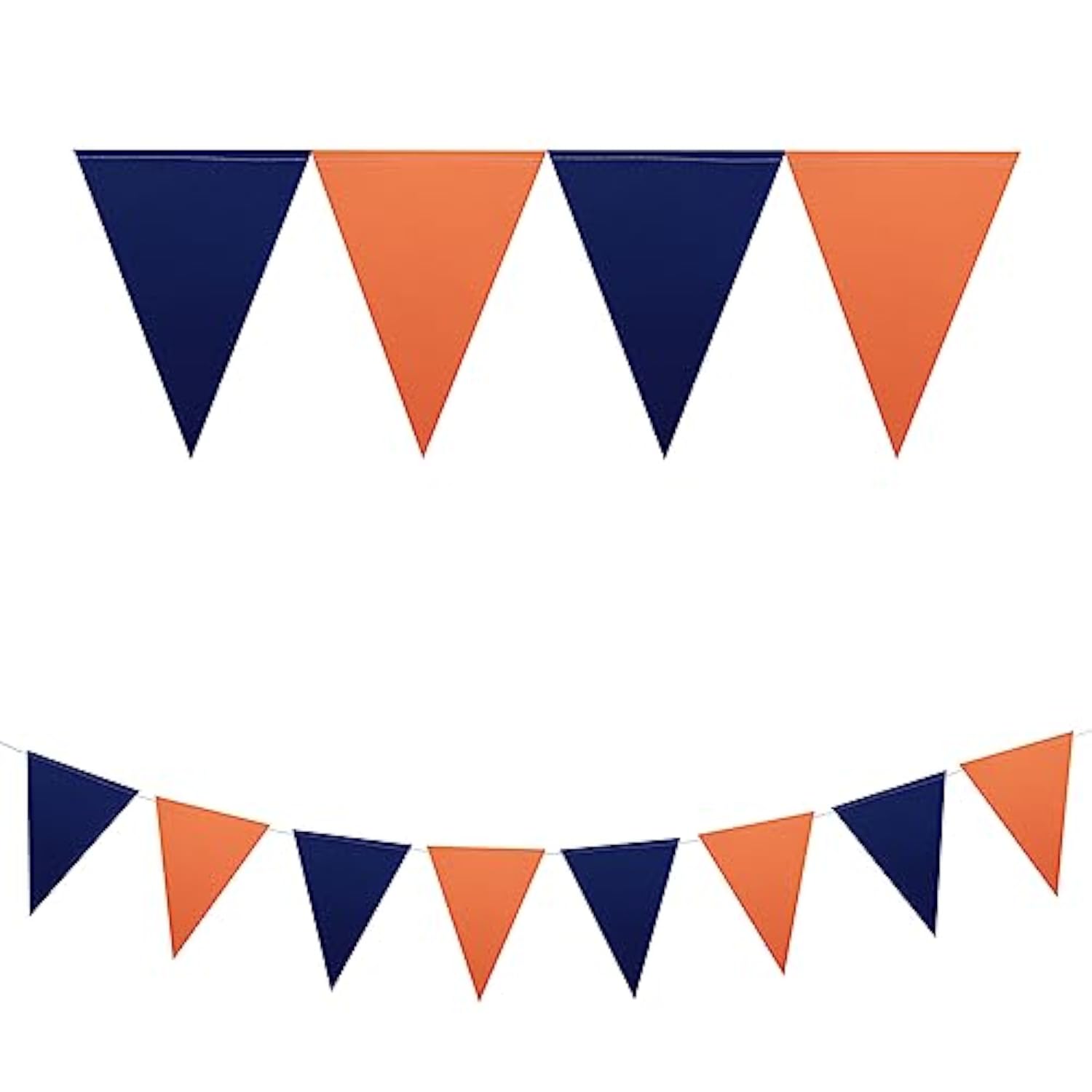 3 Pack Orange Navy Double-Sided Glitter Pennant Banner Triangle Flags Decor