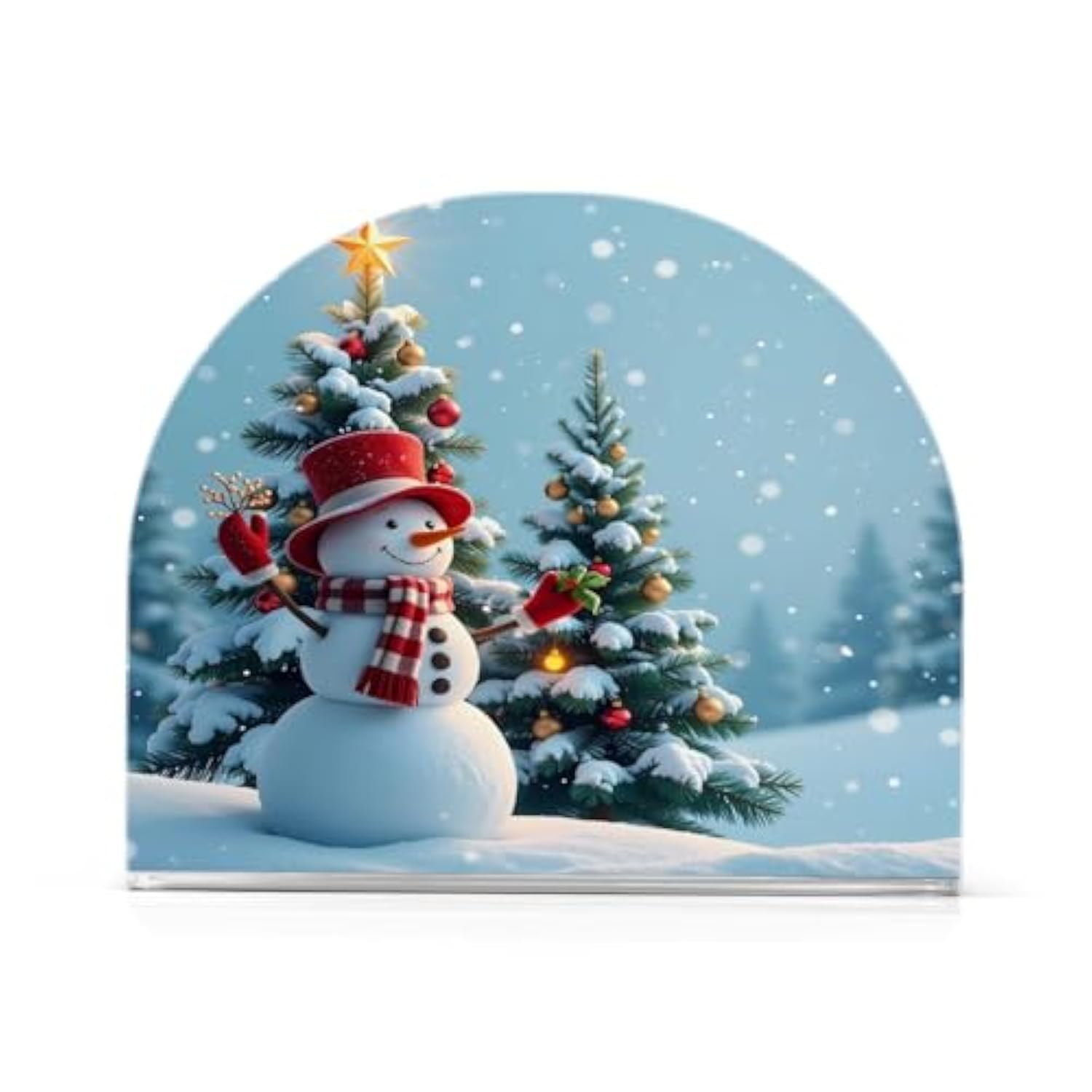 Snowman Christmas Tree Napkin Holder For Table Kitchen Decor Acrylic Paper Napkin Holders For Tissue Dining Room Indoor Outdoor Party Holiday Accessories