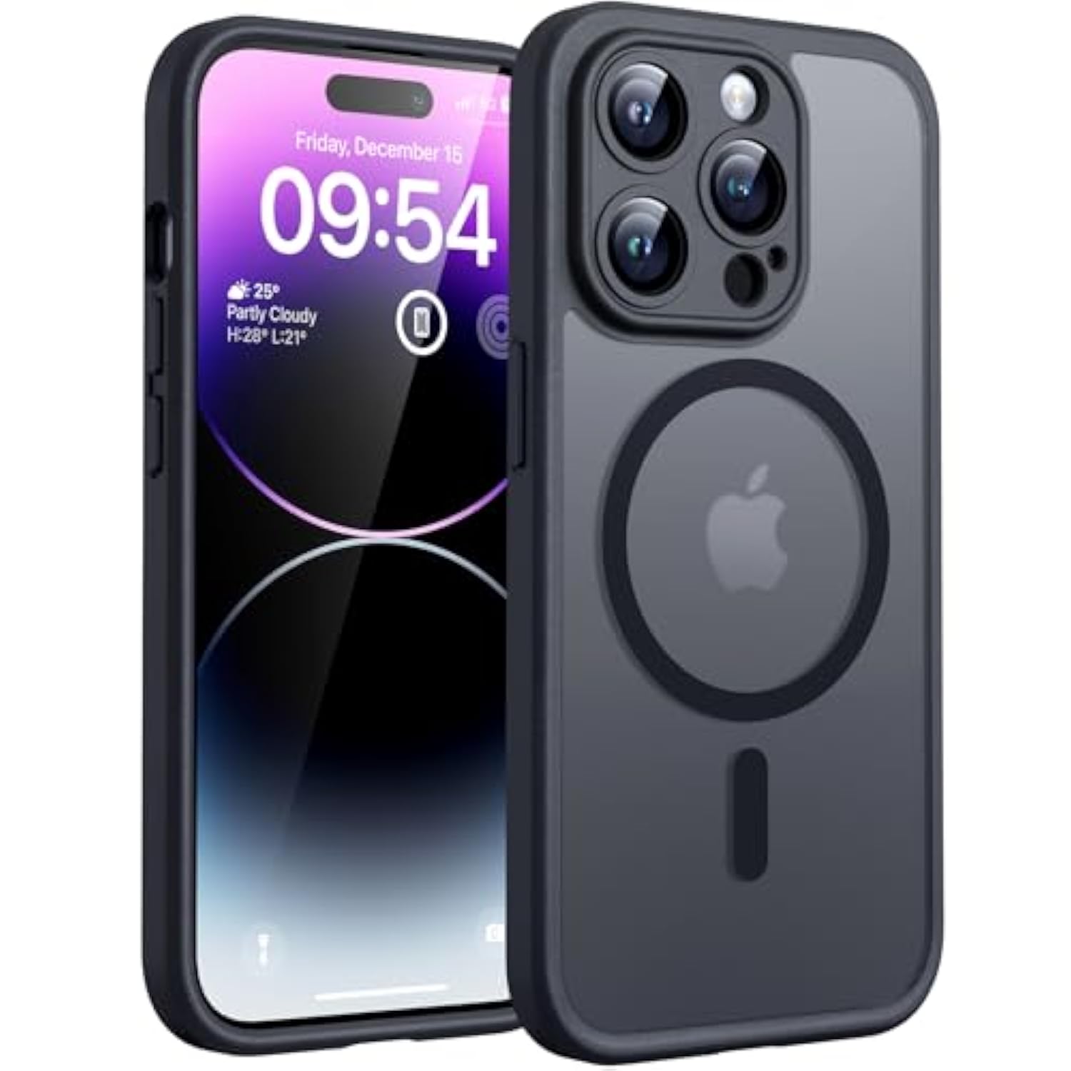3 In 1 Magnetic Case, Upgraded [Full Camera Protection] [Compatible With Magsafe] [14Ft Military Grade Protection] Bumper 6.7 Inch, Black