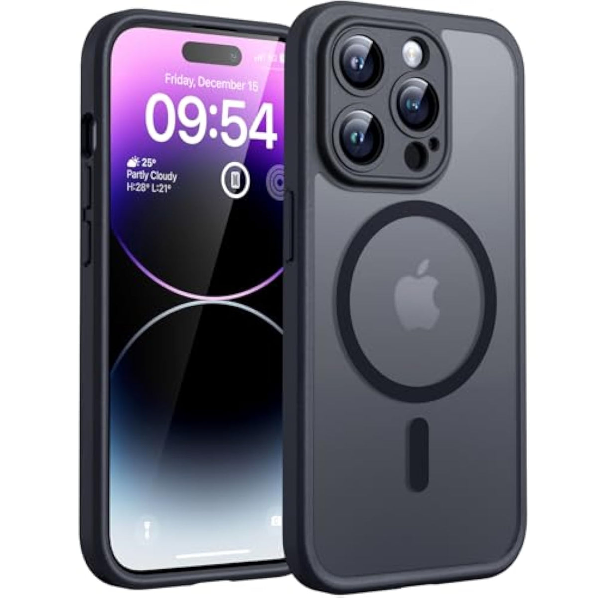 3 In 1 Magnetic Case, Upgraded [Full Camera Protection] [Compatible With Magsafe] [14Ft Military Grade Protection] Bumper 6.7 Inch, Black