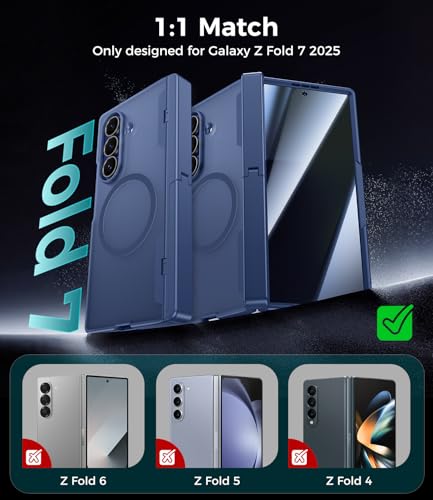Magnetic for  Galaxy Z Fold 7 Case with Built-in Privacy Screen Protector, [Compatible with MagSafe] with Hidden Kickstand & Hinge Protection