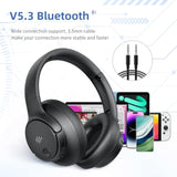 Active Noise Cancelling Wireless Over Ear Bluetooth Headphones With Microphone, Transparency Mode, 70H Playtime, Hi-Res Audio, Deep Bass, Bluetooth 5.3, Lightweight Design, Black