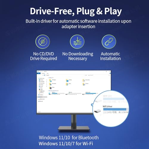 2-In-1 Usb Wifi 6 Adapter With Bluetooth 5.4 Dual Band 2.4/5Ghz, 900Mbps Wireless Network Adapter For Desktop/Laptop, 802.11Ax, Driver Free, Wpa3, Mini Wifi Dongle For Windows 11/10