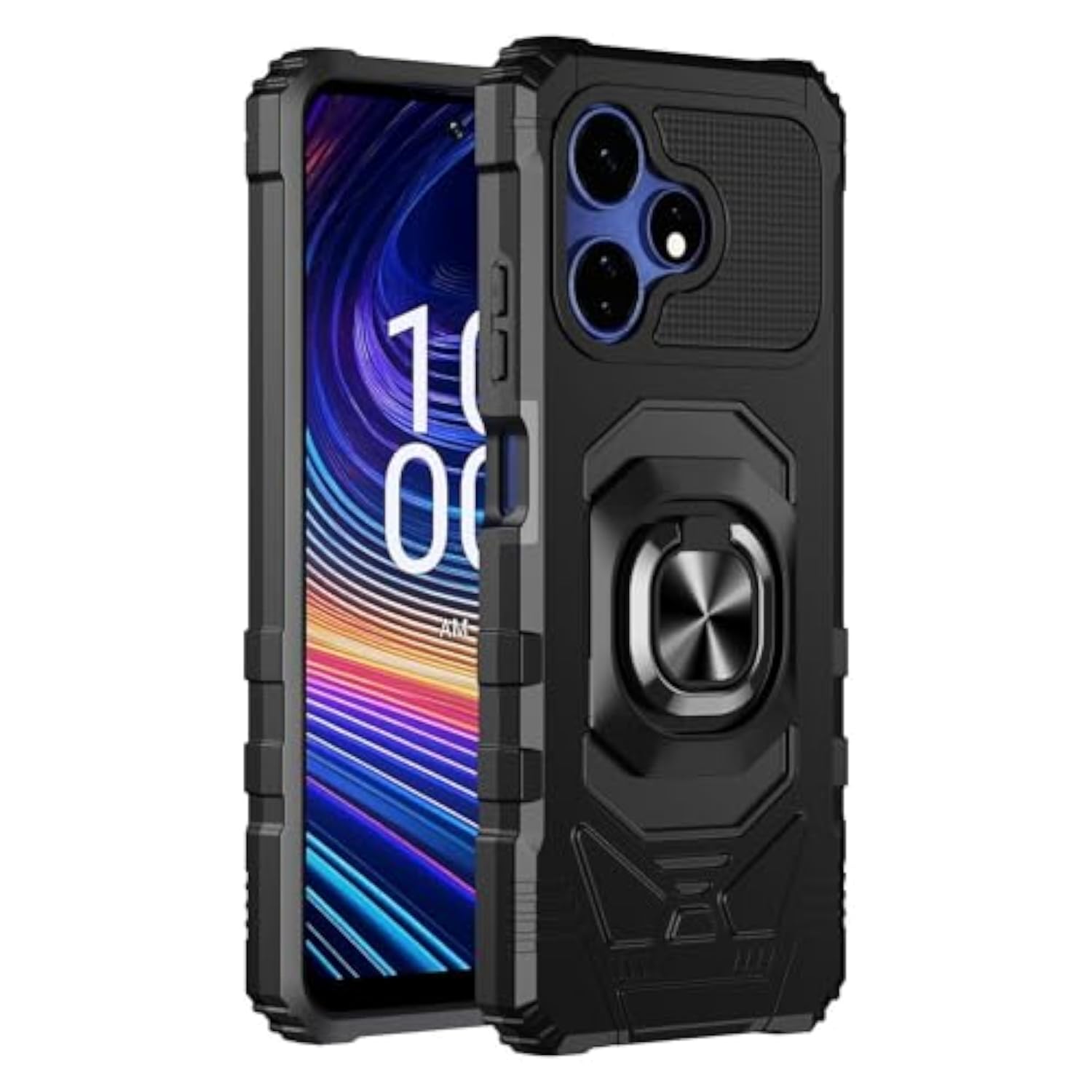 Boost Mobile Celero5G+ 2024, Celero 5G Plus 3rd Version Shockproof Phone Case with Ring Stand RS7 Black