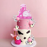 30Pcs Cowgirl Cake Topper Western Cowgirl Hat Boot Happy Birthday Cake Decorations With Silver Stars Disco Balls Pearl Ball For Hot Pink Girl Cowboy Western Theme Birthday Baby Shower Party Supplies