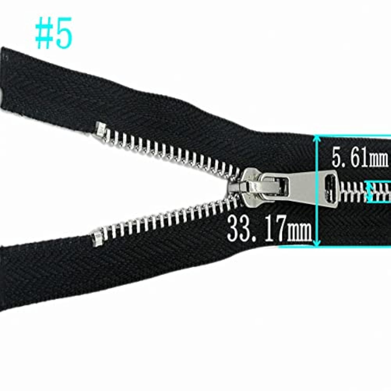 6Pcs #5 Metal Teeth Zippers,Close End Zipper,8 Inch(20.32Cm)Silver Tee