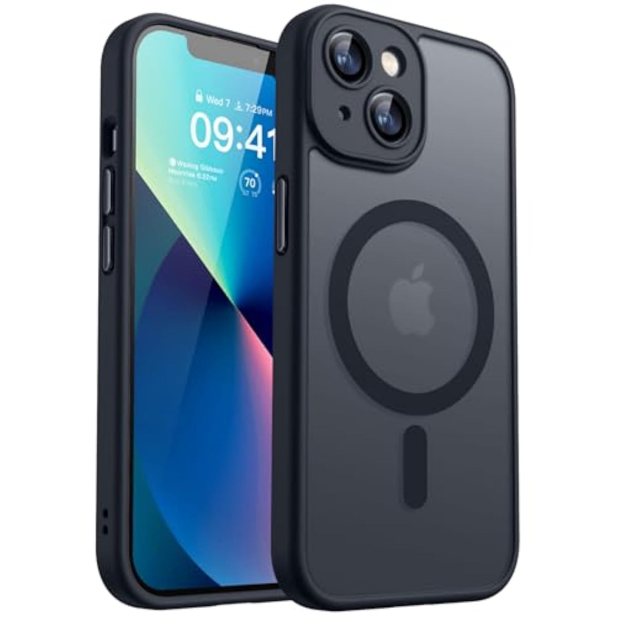 Magnetic For Iphone 13 Case, Upgraded [Full Camera Protection] [Compatible With Magsafe] [Translucent Matte] Shockproof Protective Phone Case For Iphone 13 6.1" - Black