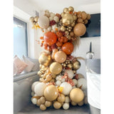 143Pcs Fall Thanksgiving Balloon Arch Kit Sand Orange Gold for Baby Shower Party