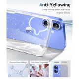 For 16 Case Clear Glitter, With Screen Protector + Camera Lens Protector, [Non-Yellowing] Shockproof Protective Phone Case, Women Girl Cute Cover For 16 6.1 Inch - Sparkle Clear