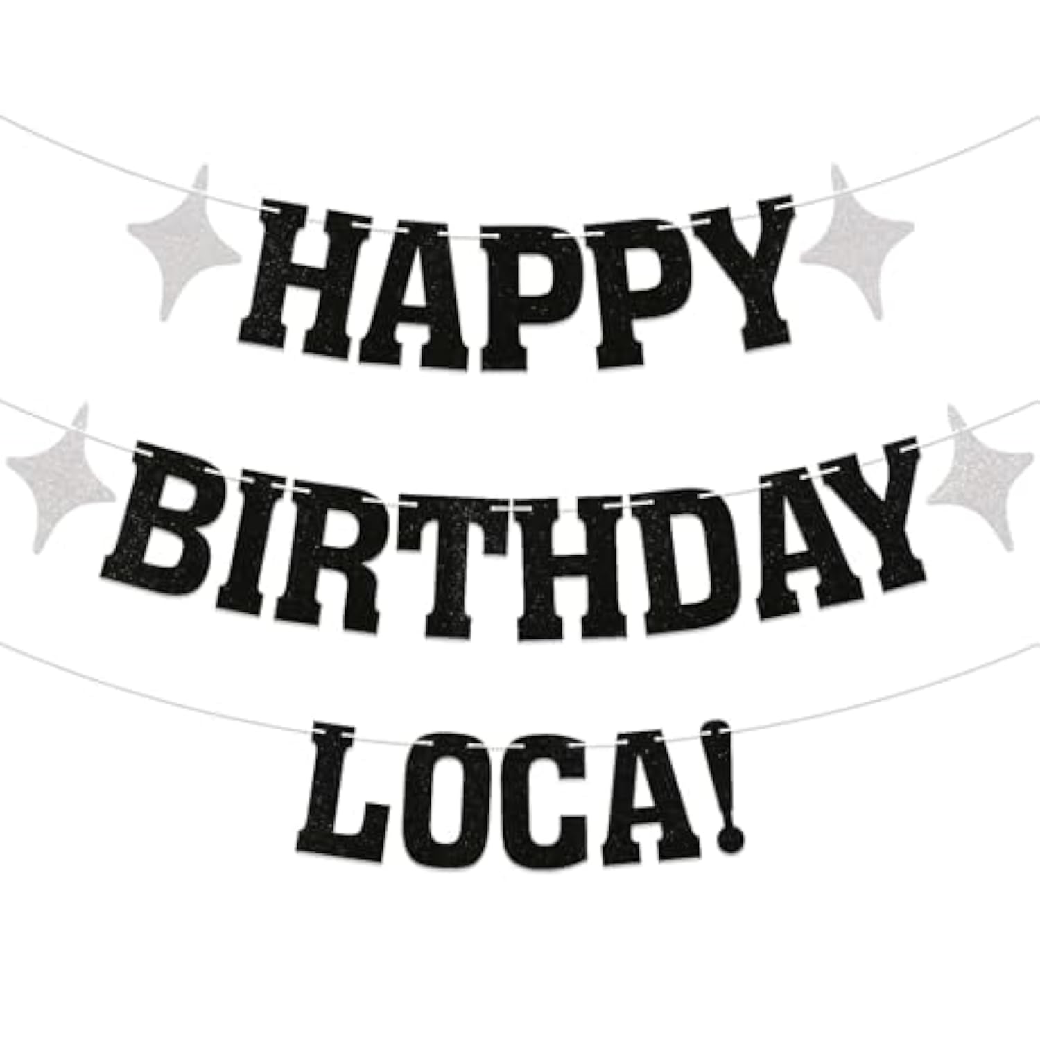 Happy Birthday Loca Banner Black Glitter Vampire Theme Funny Party Decor