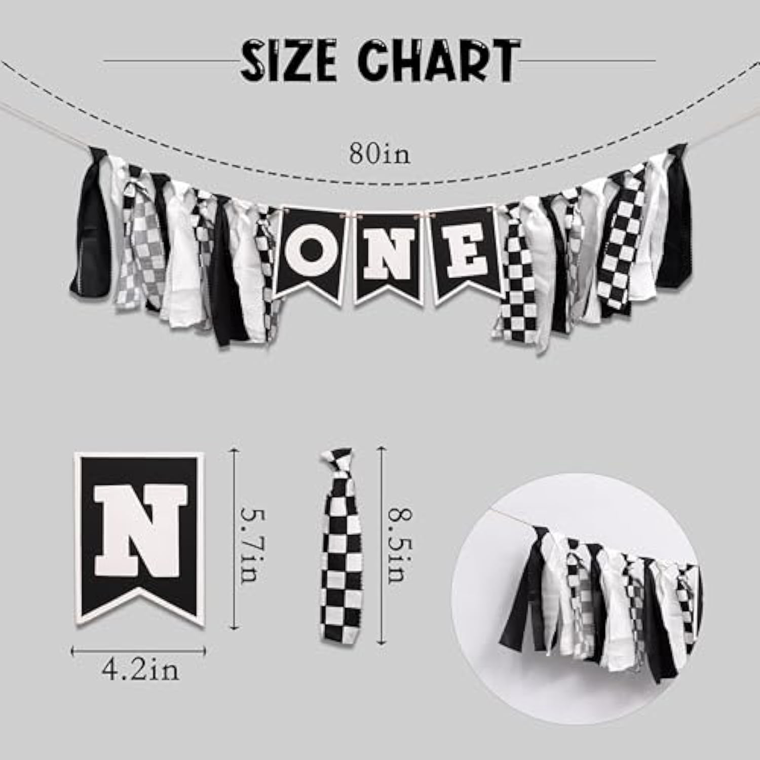 Race Car Birthday Highchair Banner - Black White Race Car Birthday Decorations,1St Birthday Race Car Banner,First Birthday Photo Prop Cars Theme Brand:
