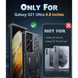 For Samsung Galaxy S21-Ultra Case: Military Grade Rugged Cell Phone Cover With Kickstand | Shockproof Tpu Protection Bumper Matte Textured Design For Samsung S21 Ultra Cases 6.8 Inches (Black)