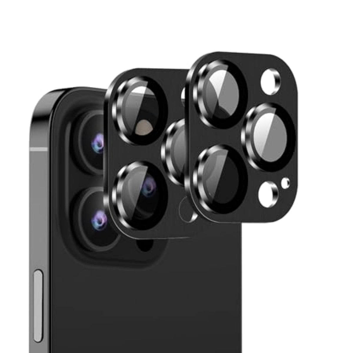 [Black][2 Pack] Camera Lens Protector For Iphone 15 Pro/15 Pro Max,Ultra Hd 9H Tempered Glass Camera Cover Screen Metal Ring Case Friendly Scratch Resistant Easy To Install