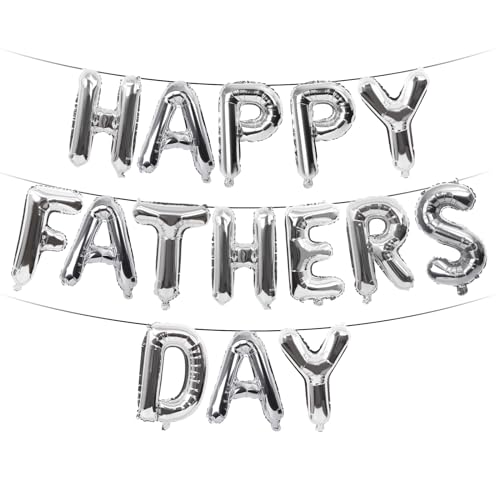 Silver Letter Balloon Balloons Banner Backdrop Foil Balloons for Father's Day Themed Party Happy Father's Day Party Supplies Decorations Party Sets-15 PCS