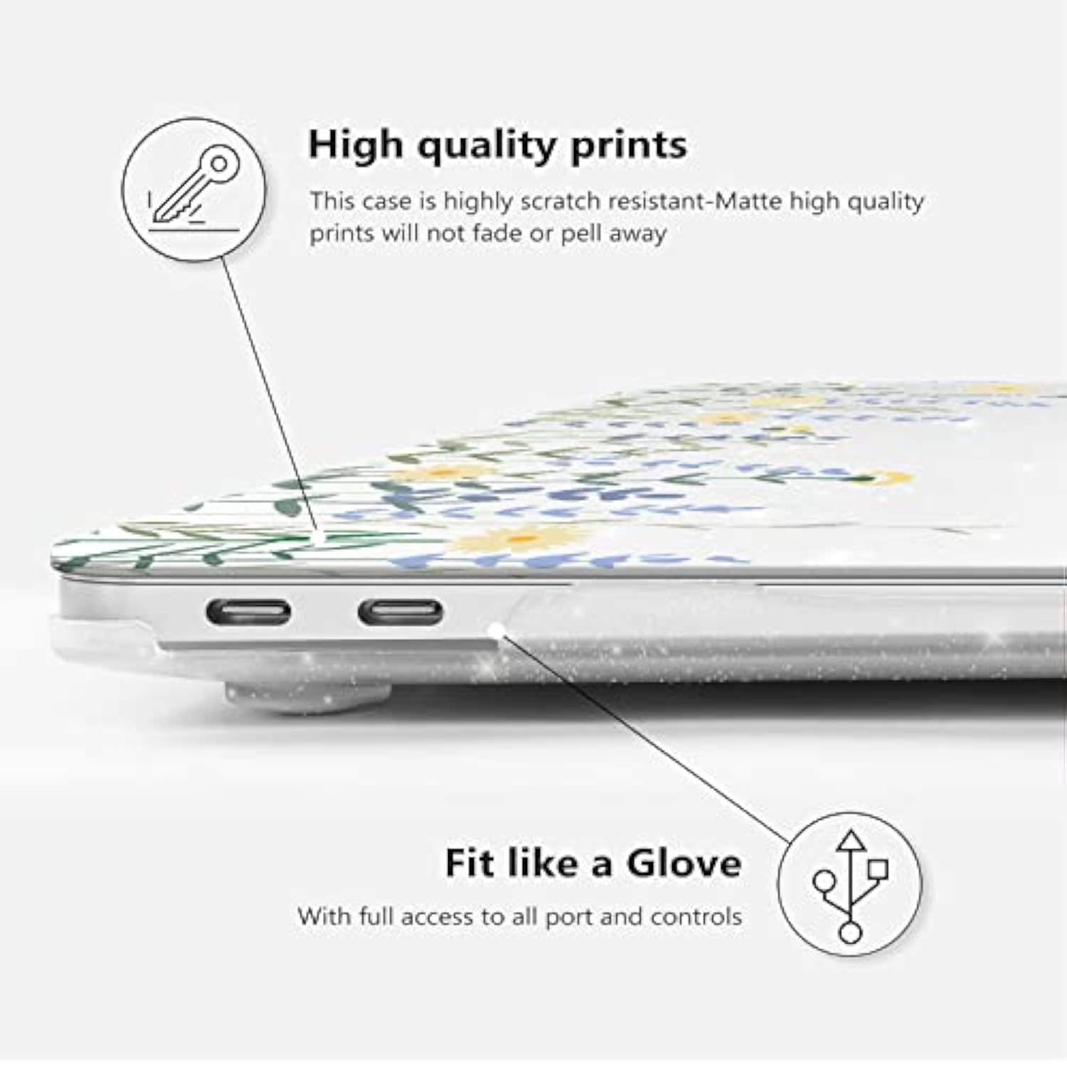 Compatible With Macbook Air 13 Inch Case 2022, 2021-2018 Release A2337 M1 A2179 A1932 Retina Display, Clear Plastic Hard Shell Case + Keyboard Cover + Screen Protector, Lavender Glitter
