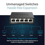 Ethernet Switch, 5 Port Gigabit Unmanaged Metal Desktop Plug And Play Compact (Dgs-105),Black