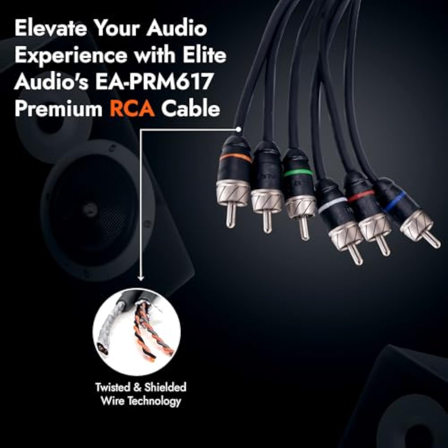 Premium Series 100% Ofc Copper Rca Interconnects Stereo Cable, 6 Channel 17' C