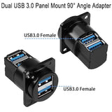 Dual Usb 3.0 Panel Mount 90° Angle Adapter 5Gbps Usb3.0 2 Female To 2 Female R