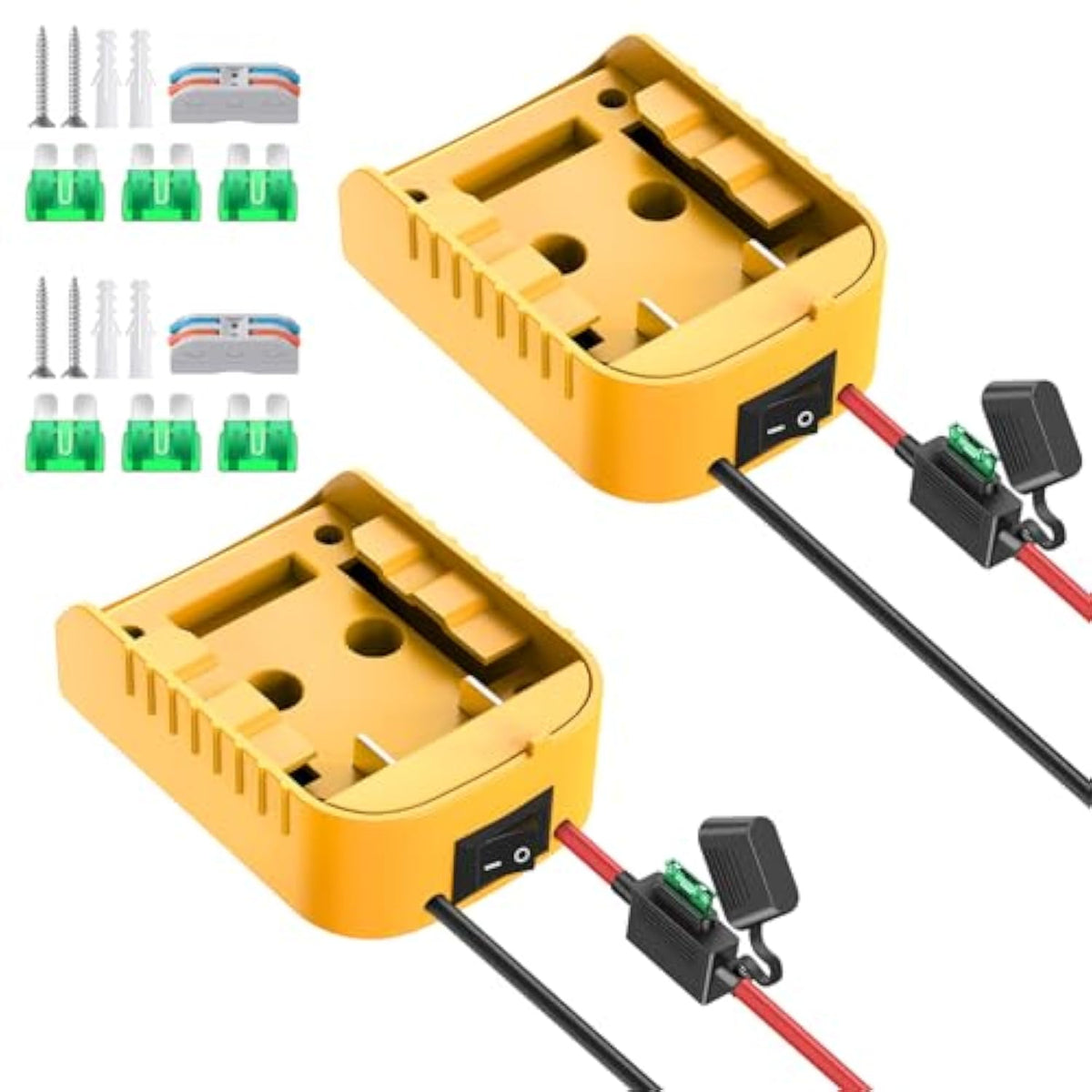 2 Packs Power Wheels Adapter For Dewalt 20V Battery Adapter Power Wheels Battery Converter Kit With Fuse & Switch & Wire Terminals, 12Awg Wire, For Diy Rc Toys And Ride On Truck