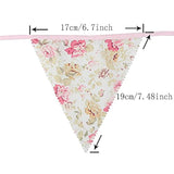 39Ft Triangle Bunting Banner, 42Pcs Tea Floral Party Bunting Cotton Fabric Flags Pennant Garlands For Birthday Party, Wedding, Baby Shower, Outdoor And Home Decorations (Pink)