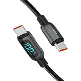 CableCreation 6.6FT USB C to USB C Cable 2-Pack PD 100W with LED Display, Durable USB C Cable Braided with Display for iPad Air, Pro, MacBook Pro, Galaxy S23 Pixel Steam Deck PS5 2m Black