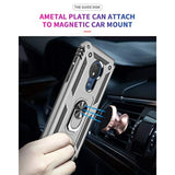 Military Grade Drop Impact Protection for Motorola Moto G7 Power Phone Case, 360 Metal Rotating Ring Kickstand Holder, Magnetic Car Mount, Armor Shockproof Case for Moto G7 Power (Black)