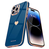 Compatible With Iphone 14 Pro Max Case For Girl Women Cute Love-Heart Luxury Bling Soft Cover Raised Camera Protection Bumper Silicone Shockproof Phone Case For Iphone 14 Pro Max, Royal Blue