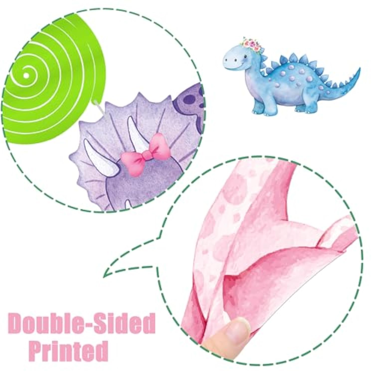 Dinosaur Birthday Party Hanging Swirls 20Pcs Pastel Dinosaur Birthday Decorations For Girls Dino Theme Party Foil Ceiling Swirls Decorations Baby Shower Supplies