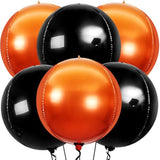 Metallic Orange & Black 4D Foil Balloons: Halloween Party Decor - 22" 6-Pack