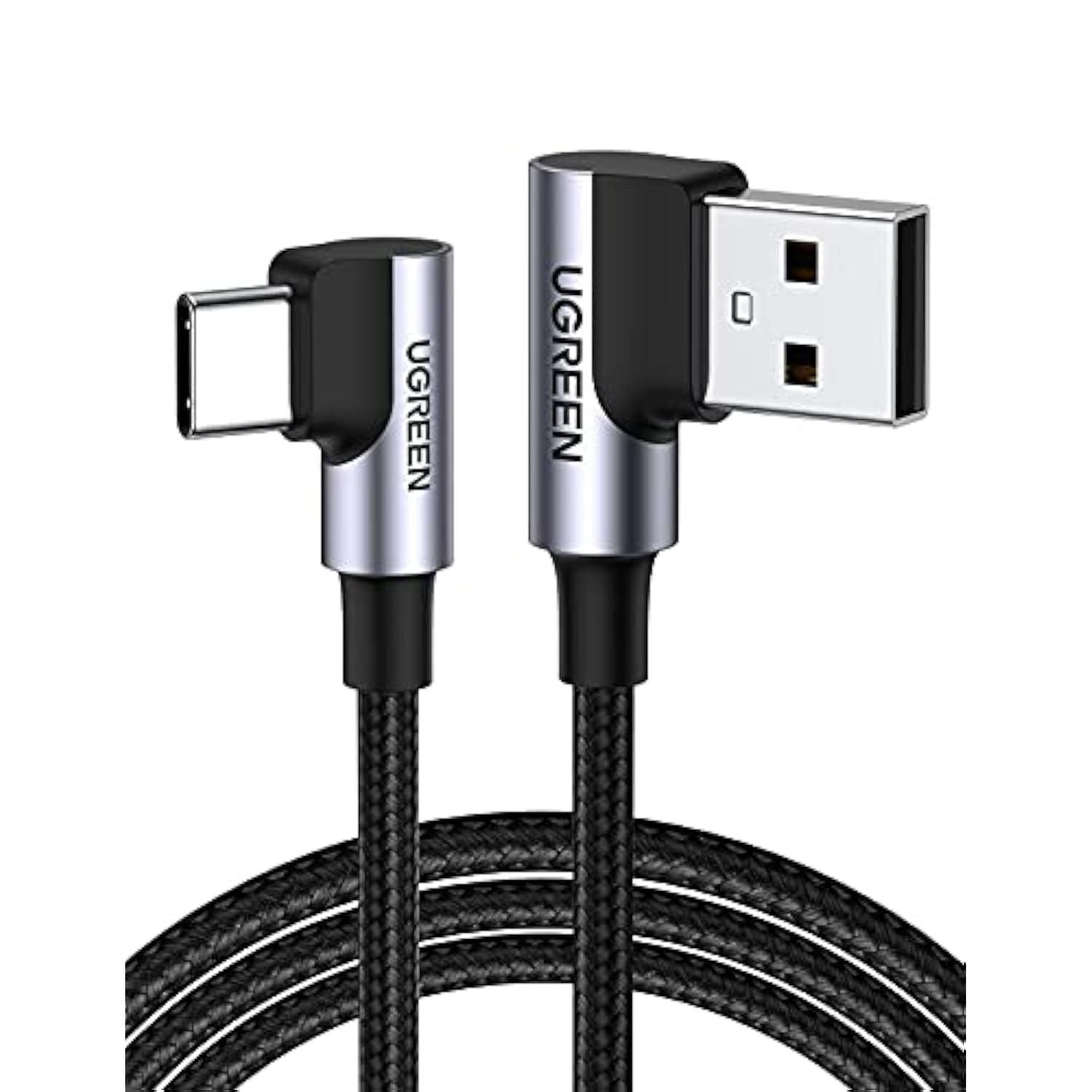 UGREEN USB to USB C Cable 90 Degree USB C Fast Charging Cord Compatible with iPhone 16/16 Plus/16 Pro/16 Pro Max/15/Samsung Galaxy S10/S10+/Pixel 7/6a/LG G8/G7/Pixel/Switch, etc, 1.6FT