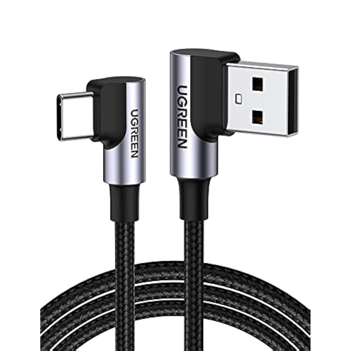 UGREEN USB to USB C Cable 90 Degree USB C Fast Charging Cord Compatible with iPhone 16/16 Plus/16 Pro/16 Pro Max/15/Samsung Galaxy S10/S10+/Pixel 7/6a/LG G8/G7/Pixel/Switch, etc, 1.6FT