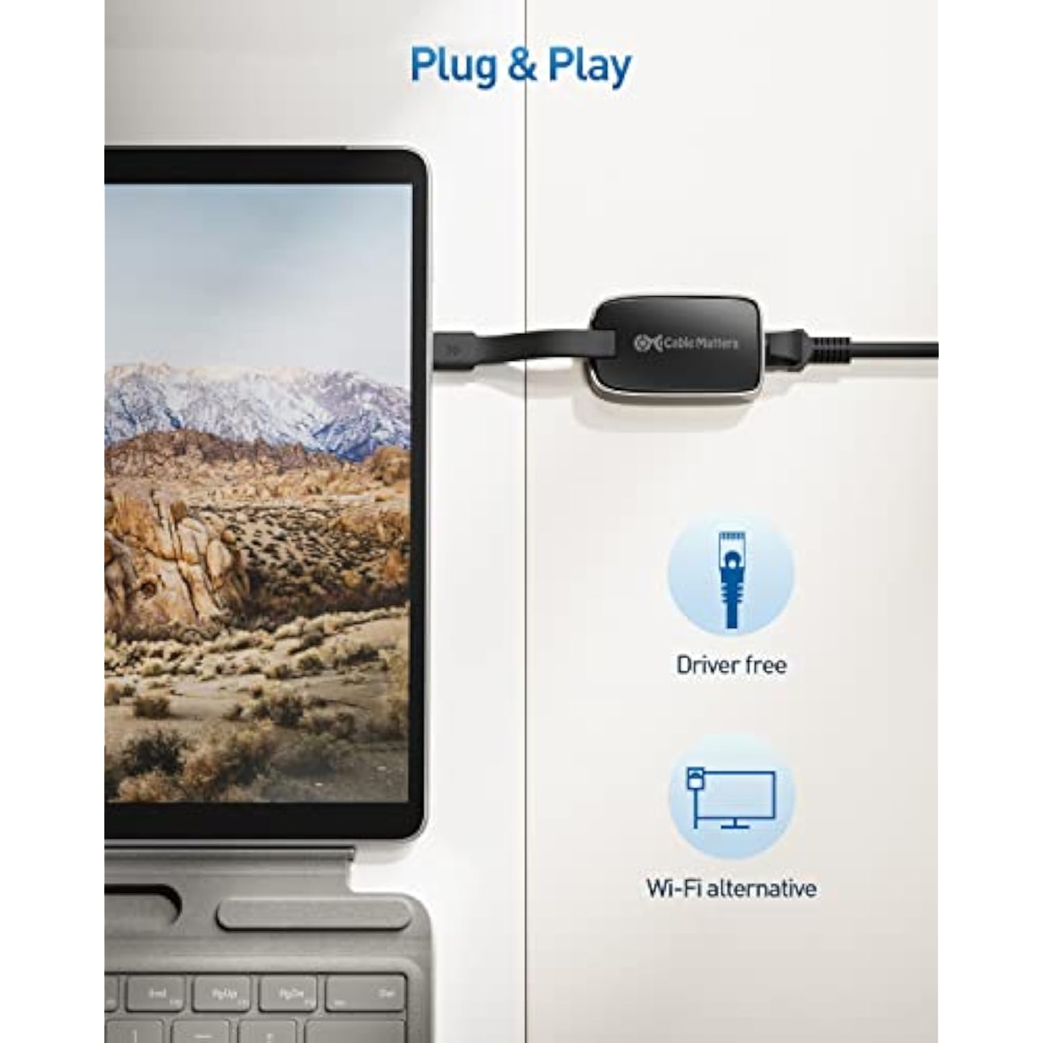 Cable Matters Foldable USB C to Ethernet Adapter Gigabit for Business Travel,