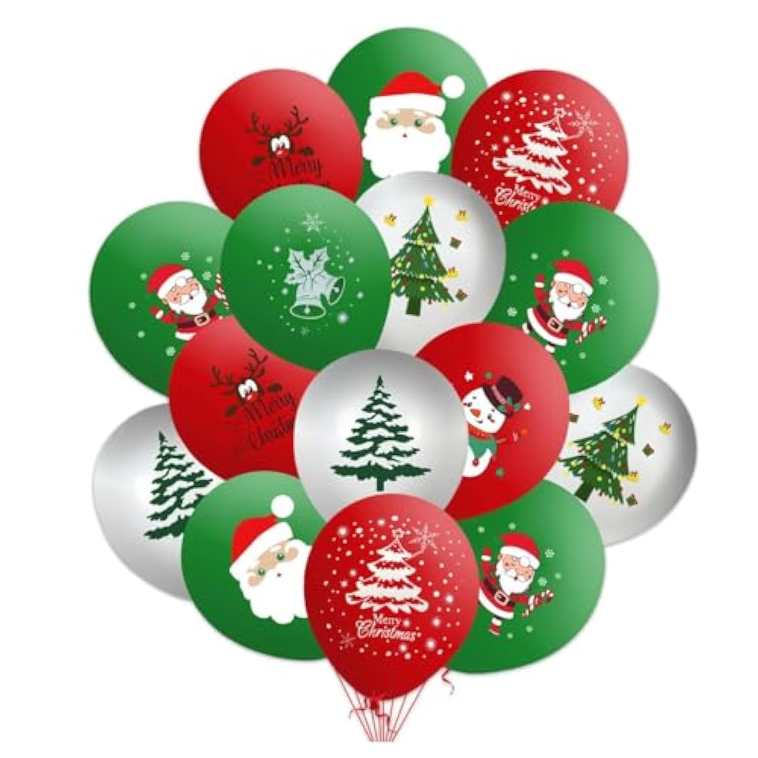 50 Pcs Christmas Balloons For Party Decorations, Red And Green Latex Balloons For Christmas Party Supplies Favors, Santa Balloon Decor For Xmas Holiday Games