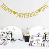 Happy Mother's Day Decorations Banner - NO DIY - Gold Glitter Mothers Day Party Supplies Decorations Backdrop for Mom Photo Props Photography