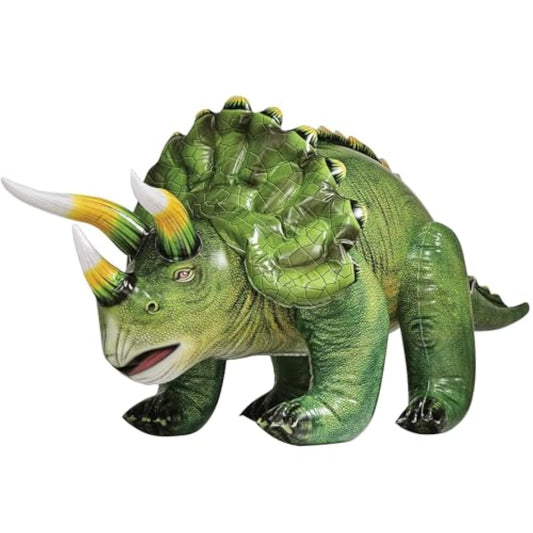 Triceratops Inflatable 43" Lx20 H, Ages 3+ Dinosaur Toy – Party Decoration, Pool Play, Yard Display, Jurassic Themed Photo Prop, Vbs, Forest Green, 1 Pc