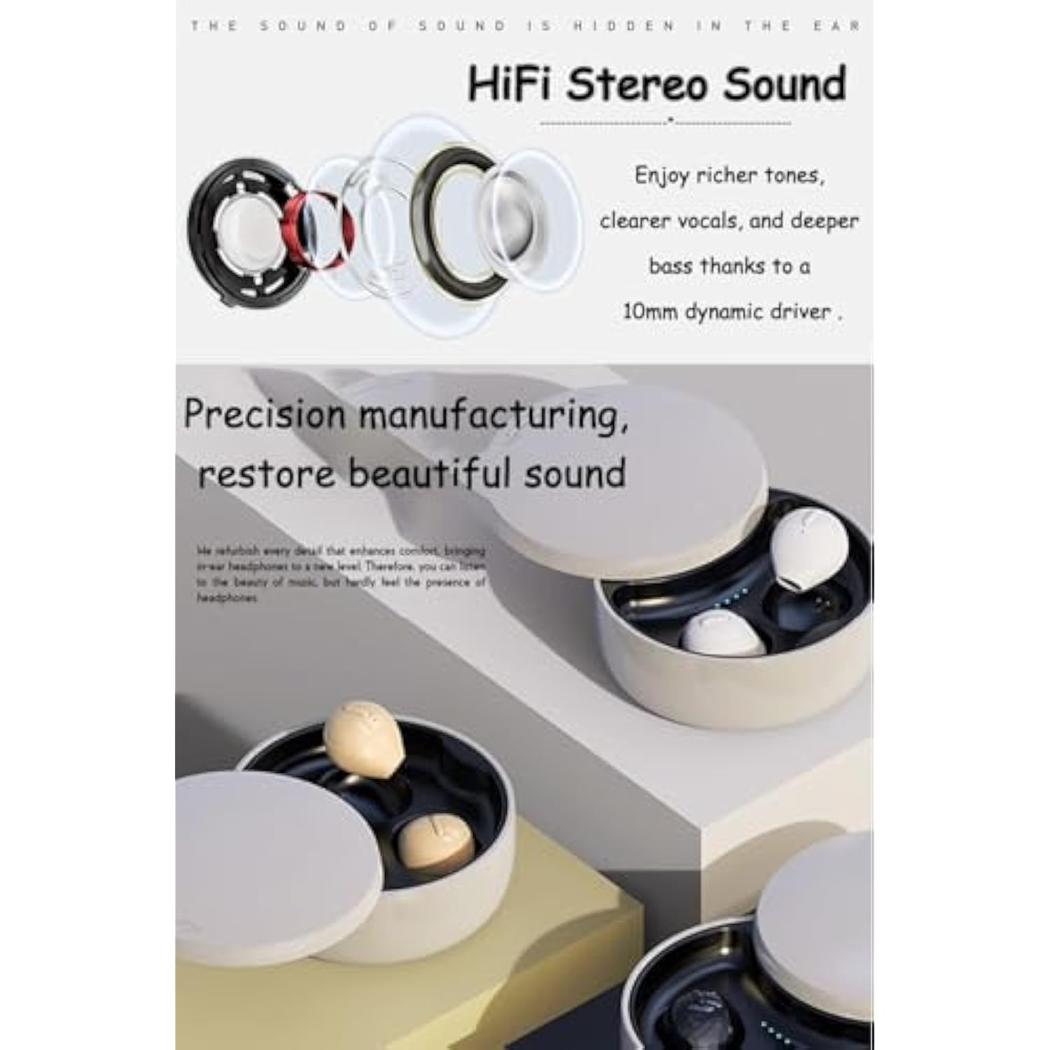 Invisible Earbuds Small Mini Wireless Bluetooth Earpiece Phone Discreet Earbud