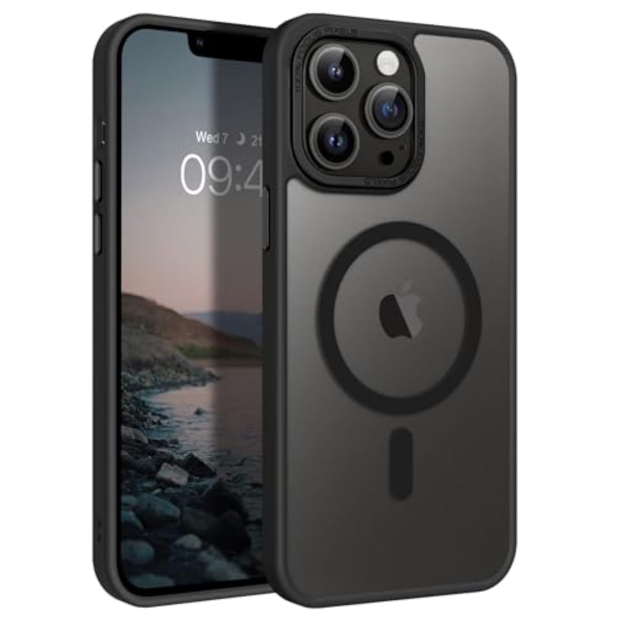 Magnetic Case for iPhone 13 Pro Max, Compatible with MagSafe, Translucent Matte Frosted Anti-Fingerprint Slim Shockproof Protective Cover for iPhone 13 Pro Max 6.7 Inch, Black