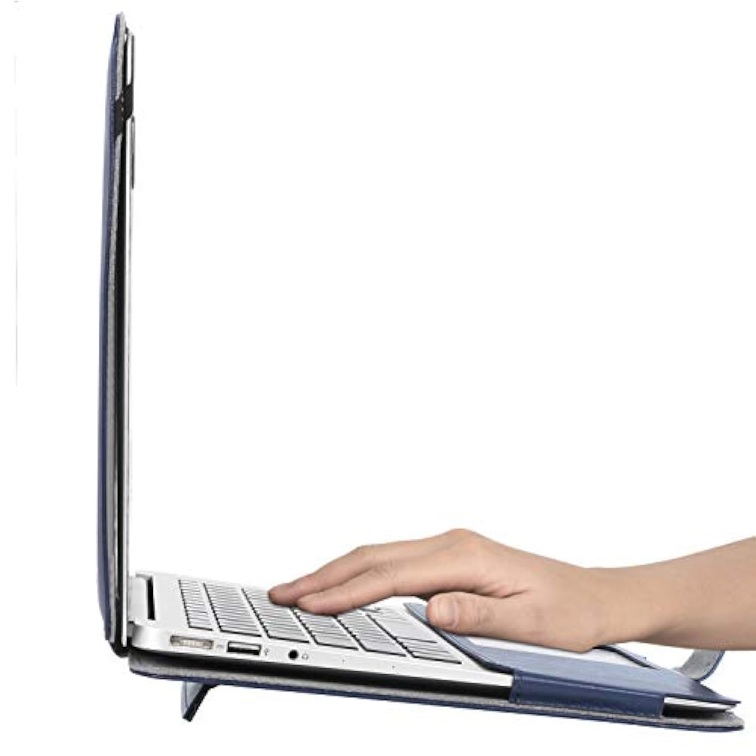 MOSISO Compatible with MacBook Air 13 inch Case A1369 A1466 Older Version 2010-2017 Release, PU Leather Case Portfolio Protective Stand Cover Sleeve, Navy Blue
