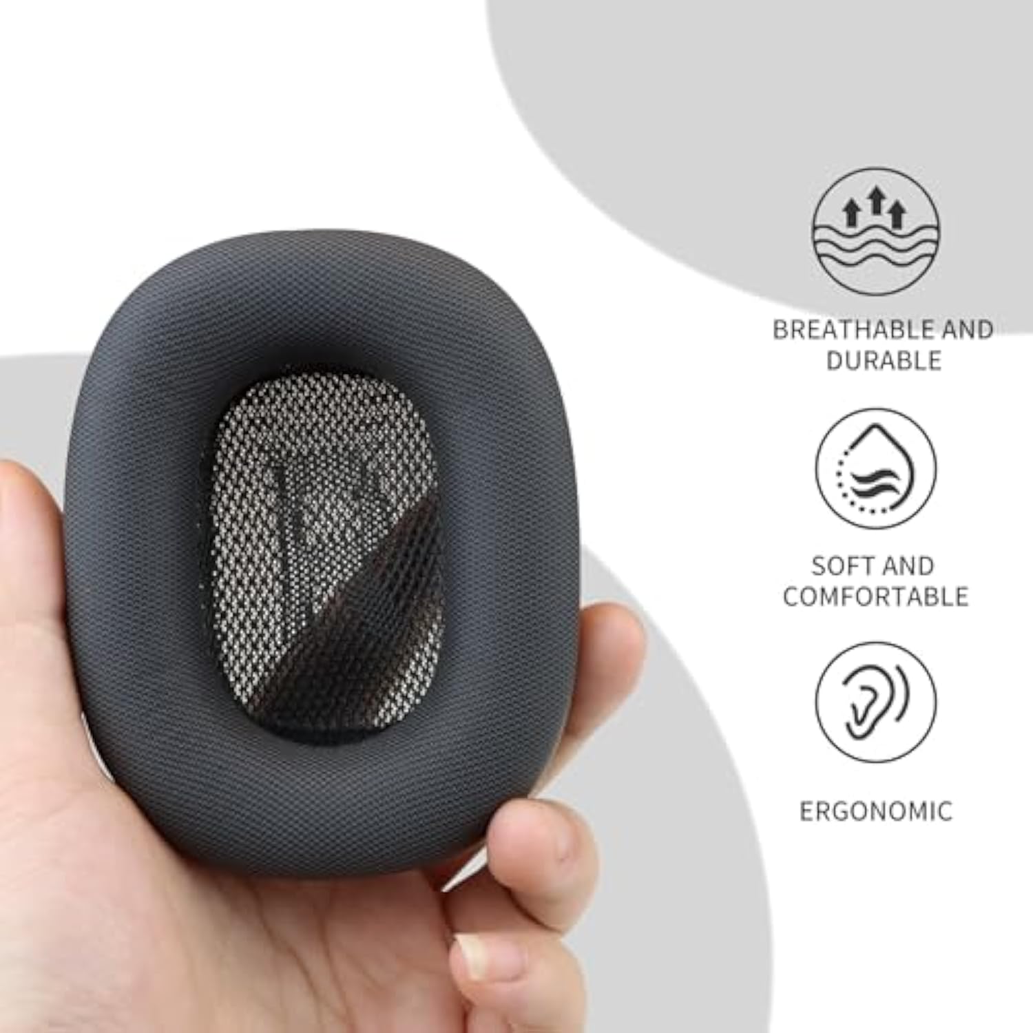 Ear Cushions For Apple Airpods Max Headphones Replacement Leather Earpads Sweat Proof Ear Cups Cushion Easy To Install With Magnet, Protein Leather And Memory Foam(Black)